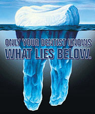 National Oral Health Month A tooth representing an iceberg.