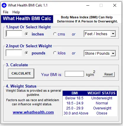 BMI Calculator Screenshot